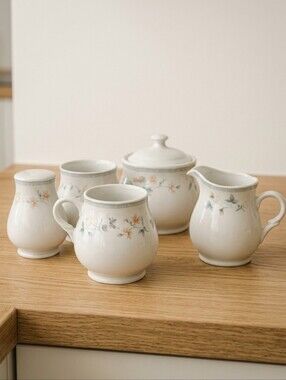 Citation Fine Porcelain China Floral Set – Creamer, Sugar Bowl, Salt & Pepper, a